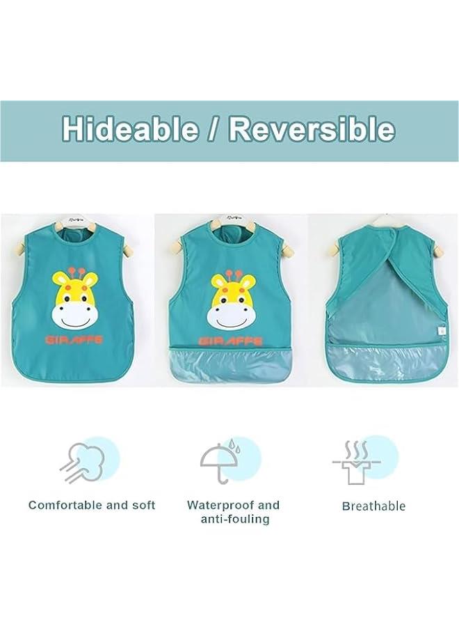 HOOKOR 3 Pack Sleeveless Sleeve Baby Bibs,Mess-Proof Bib for Baby Boy or Girl,Waterproof Baby Bib with Crumb Catcher Pocket,Machine Washable - PFAS and BPA Free - Image 2