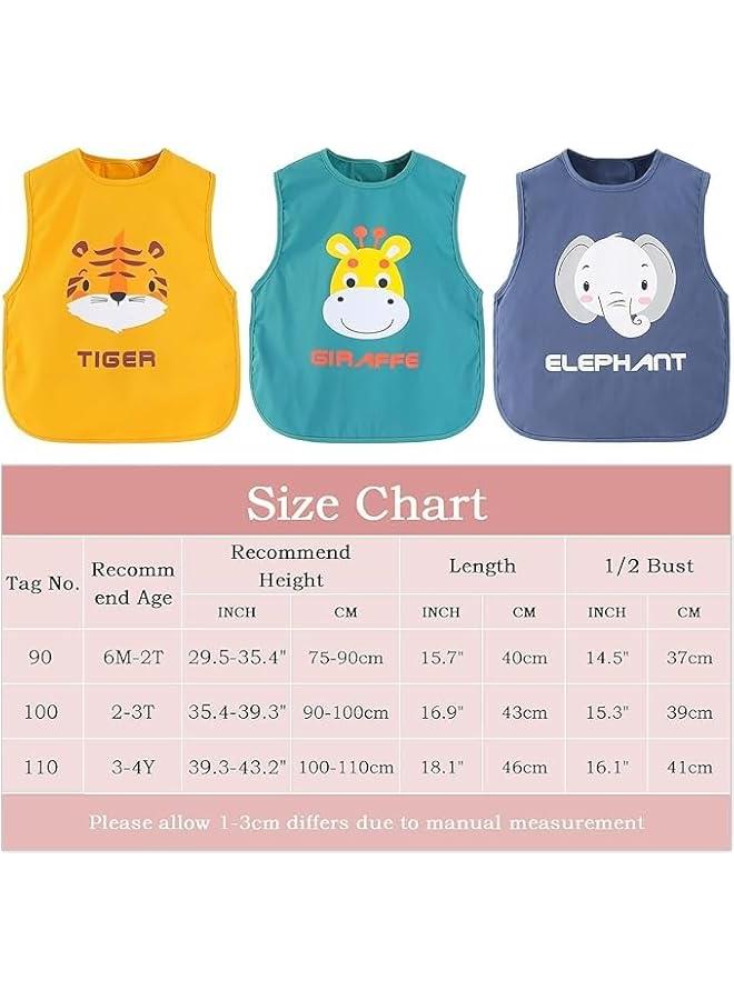 HOOKOR 3 Pack Sleeveless Sleeve Baby Bibs,Mess-Proof Bib for Baby Boy or Girl,Waterproof Baby Bib with Crumb Catcher Pocket,Machine Washable - PFAS and BPA Free - Image 5