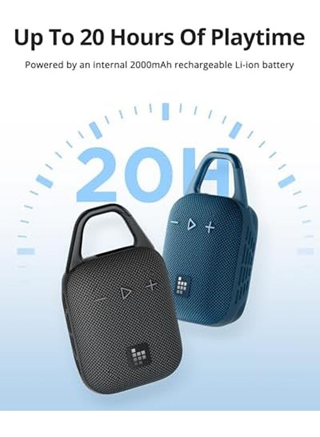 ترونسمارت سماعة بلوتوث Mirtune H1 – أسود | صوت عالي مع جهير قوي، تشغيل حتى 18 ساعة، مقاومة للماء بمعيار IPX7، بلوتوث 5.3، إعدادات EQ مخصصة، مزوّدة بخطاف مدمج (كاربينر) - Image 4