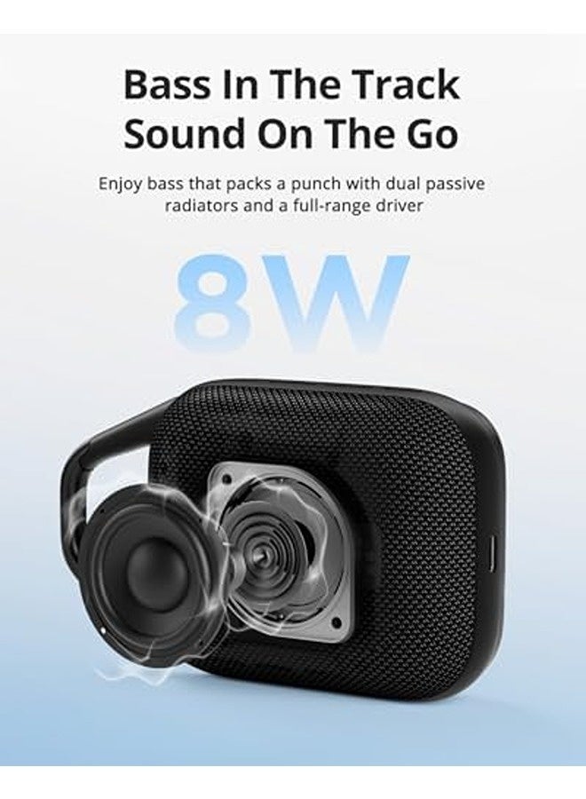 ترونسمارت سماعة بلوتوث Mirtune H1 – أسود | صوت عالي مع جهير قوي، تشغيل حتى 18 ساعة، مقاومة للماء بمعيار IPX7، بلوتوث 5.3، إعدادات EQ مخصصة، مزوّدة بخطاف مدمج (كاربينر) - Image 3