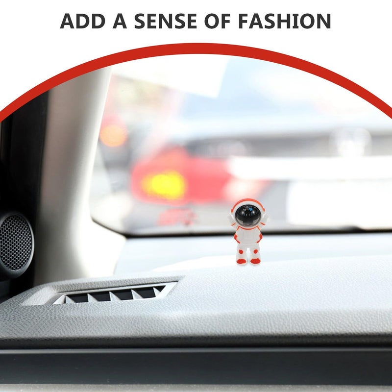 Mini Astronaut Car Dashboard Compass Orange Portable Navigation Decor - Image 3