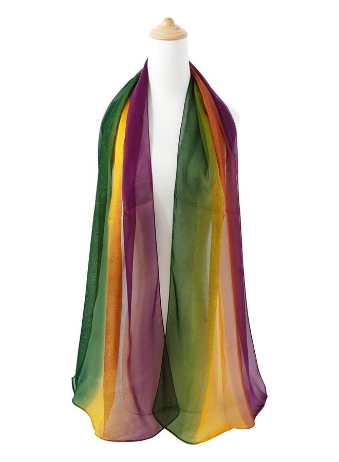 E-Clover Herebuy - Unique Women's Floral Scarves: Chiffon Flowers & Birds Printed Scarf, Purple Yellow Green, Standard - Image 3