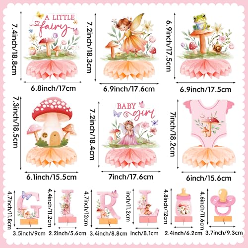 ANGOLIO 12Pcs Watercolor Mushroom Fairy Honeycomb Centerpieces Party Decorate Pink Baby Fairy Paper Topper Honeycomb 3D Table Decoration for Kids Party Baby Shower Birthday Supplies - Image 5