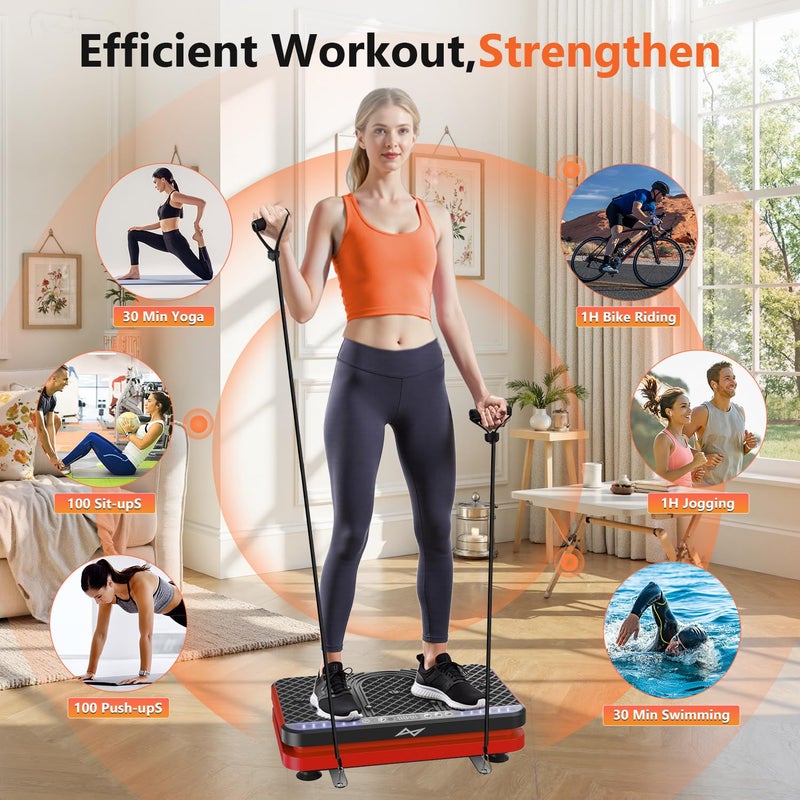 AXV Vibration Plate Fitness Platform Exercise Machine Vibrating Shaking Full Body Shaker Workout Vibrate Stand Shake Board Sport Gym for Weight Loss Fat Burner for Women Men - Image 2