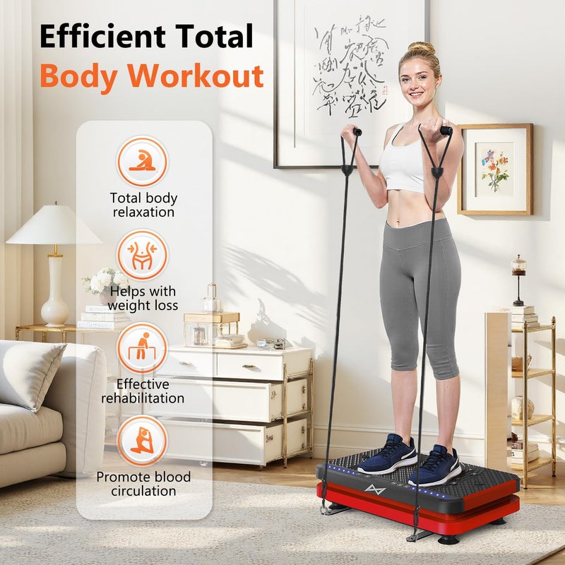 AXV Vibration Plate Fitness Platform Exercise Machine Vibrating Shaking Full Body Shaker Workout Vibrate Stand Shake Board Sport Gym for Weight Loss Fat Burner for Women Men - Image 5