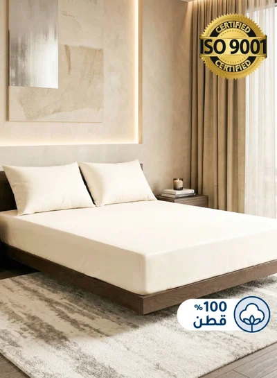 سيد المنسوجات المنزلية طقم شراشف ملائم من القطن،، مصنوع من القطن 100٪ ، 200 غرزة ، يحتوي على 3 قطع بحجم الحجم كوين جيب عميق بعمق 35 سم