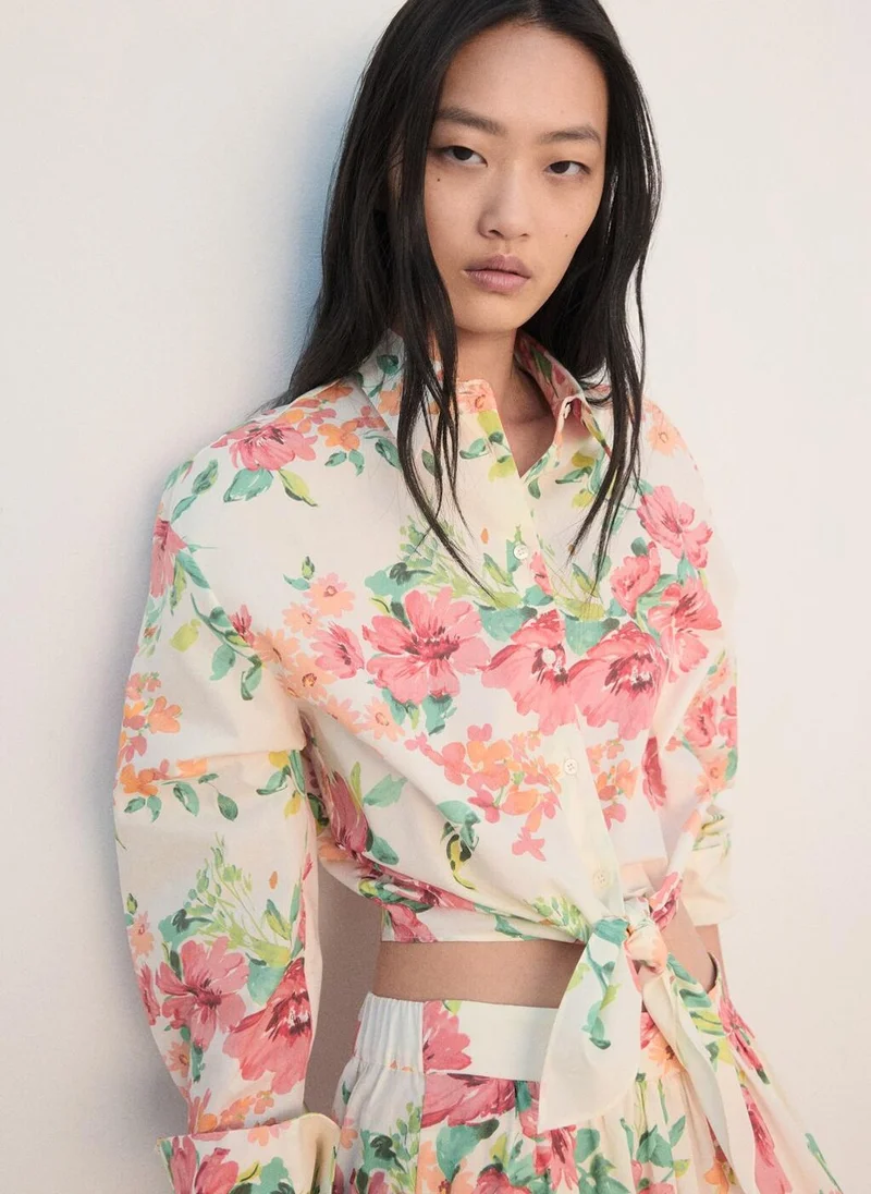 MANGO Floral shirt with knot