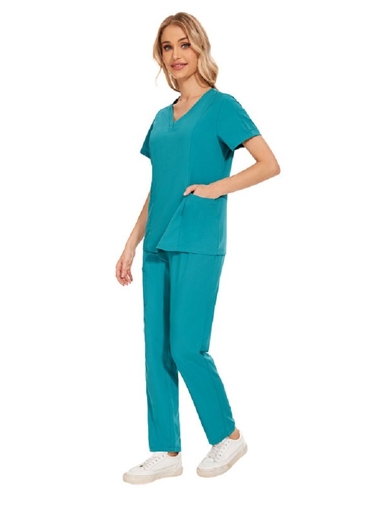 Gasin Medical Scrub Women's Medical Scrub Blue Medical Uniform  - Image 1