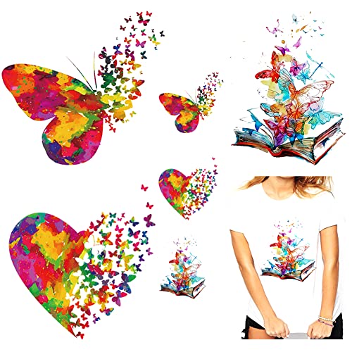 Lockban Colorful Butterfly Iron on Patches Heat Transfer Stickers 6Pcs Cute Flying Butterfly Iron on Transfer Decals for TShirt Jeans Backpacks Hat Clothing DIY Decoration Applique - Image 1