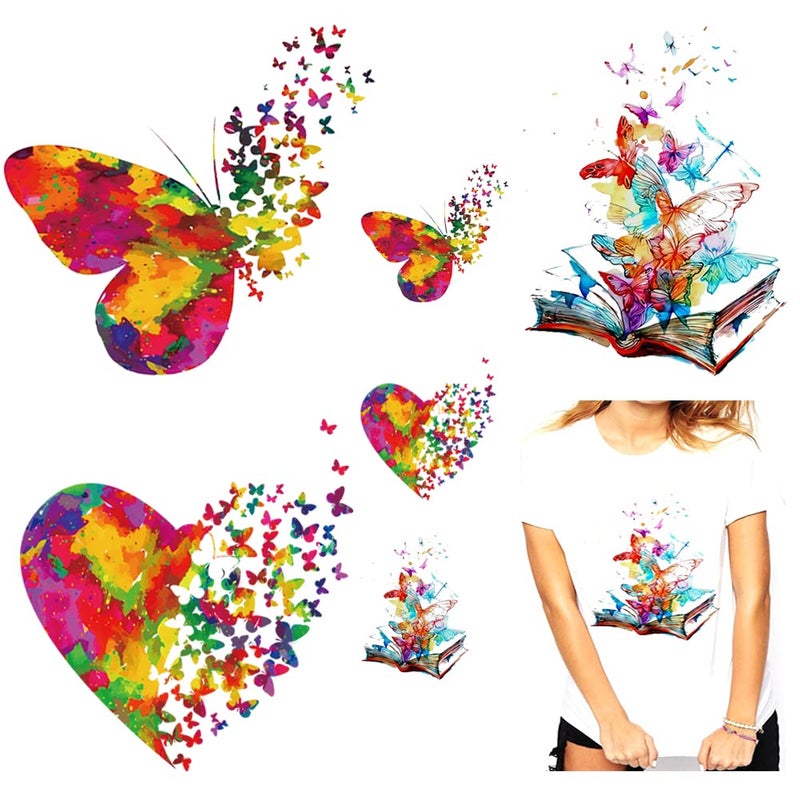 Lockban Colorful Butterfly Iron on Patches Heat Transfer Stickers 6Pcs Cute Flying Butterfly Iron on Transfer Decals for TShirt Jeans Backpacks Hat Clothing DIY Decoration Applique - Image 3