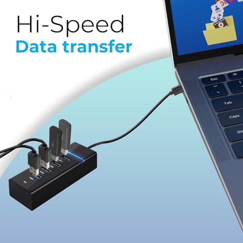 XIKKART 4 Port USB 3.0 Hub with Hi-Speed Data Transfer, LED Indication, 30cm Cable, Backward Compatible, Multi Device Connection, Plug Play Usage, Glossy Finish and Lightweight Design (Black) - Image 3