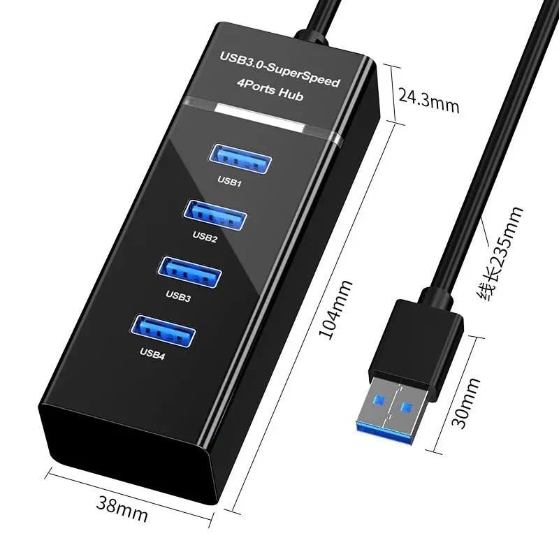 XIKKART 4 Port USB 3.0 Hub with Hi-Speed Data Transfer, LED Indication, 30cm Cable, Backward Compatible, Multi Device Connection, Plug Play Usage, Glossy Finish and Lightweight Design (Black) - Image 5