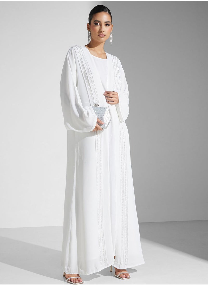 hayas closet - Embellished Front Open Abaya - Image 1
