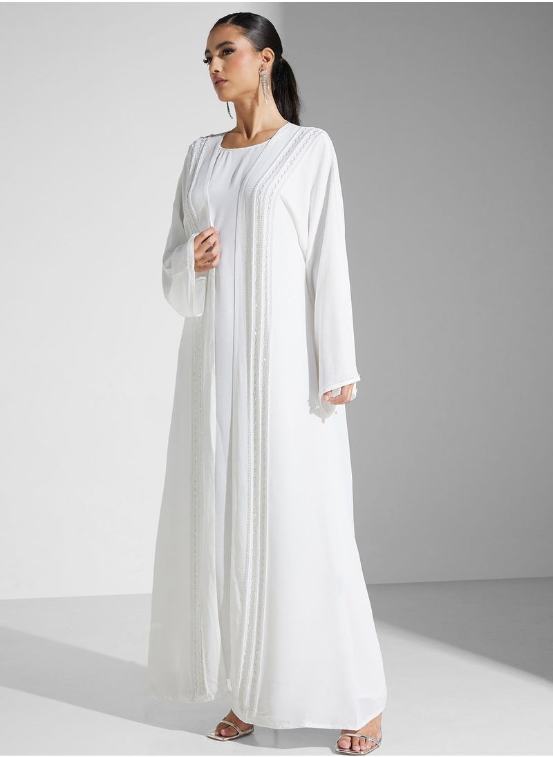 hayas closet - Embellished Front Open Abaya - Image 1