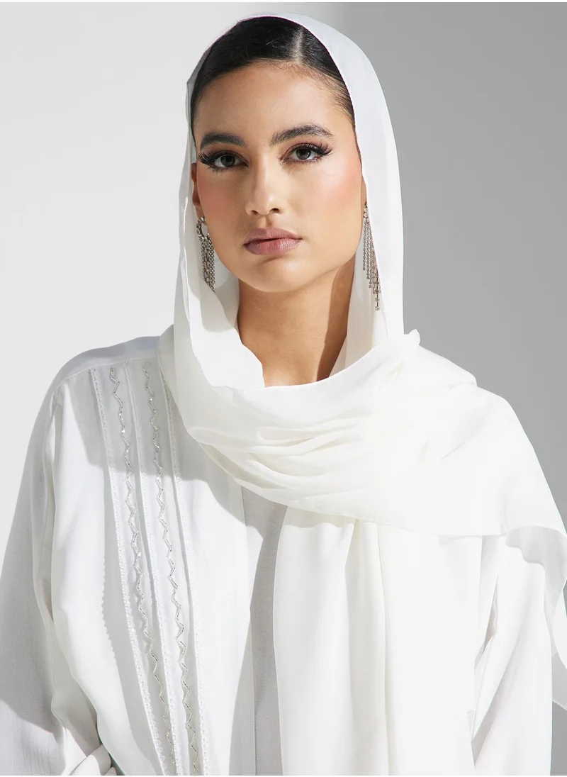 hayas closet Embellished Front Open Abaya