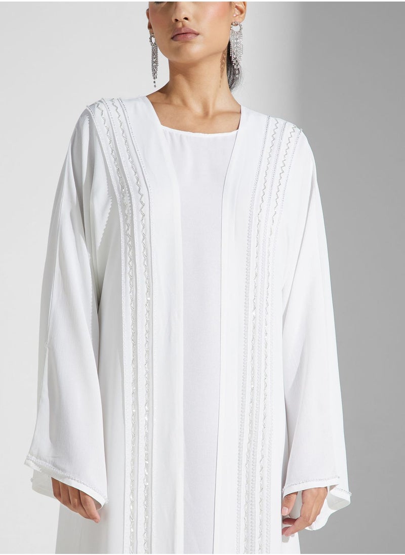 hayas closet - Embellished Front Open Abaya - Image 1