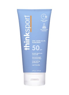 Thinksport Thinksport SPF 50+ Mineral Sunscreen – Safe, Natural Sunblock for Sports & Active Use - Water Resistant Sun Cream –UVA/UVB Sun Protection – Vegan, Reef Friendly Sun Lotion, 6oz  - Image 1