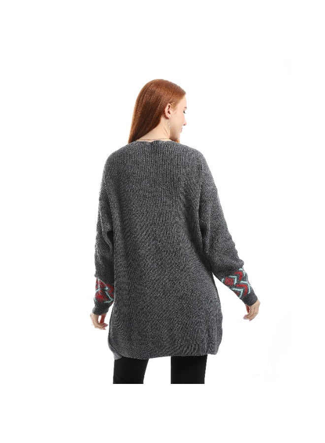 سيزار كارديجان حريمي صوف طويل مزود بنقش علي الجيب - Image 3