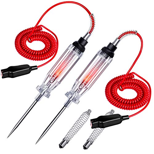 JASTIND 2PCS Heavy Duty Automotive Circuit Tester, Premium 6-24V Test Light with Extended Spring Test Leads & Sharp Piercing Probe, Circuit Voltage Tester with Replacement Indicator Light for Car/Vehicles - Image 1