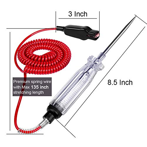 JASTIND 2PCS Heavy Duty Automotive Circuit Tester, Premium 6-24V Test Light with Extended Spring Test Leads & Sharp Piercing Probe, Circuit Voltage Tester with Replacement Indicator Light for Car/Vehicles - Image 2