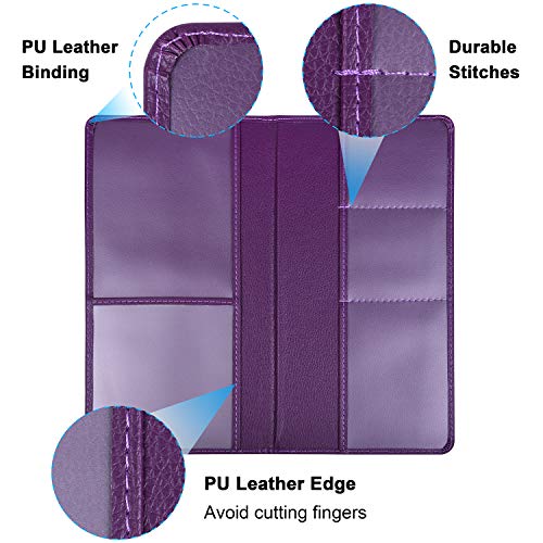 Wisdompro Car Registration and Insurance Holder - Premium PU Leather Vehicle Glove Box Organizer Wallet for Document, License, Card and Other Essentials (Purple) - Image 3