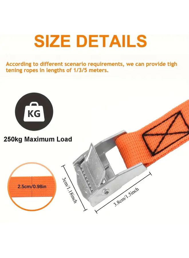 1m Orange Heavy Duty Tie Down Straps 4 Pack Durable PP Material Clamping Lock For Car Bike Luggage Moving And Outdoor Use - Image 5