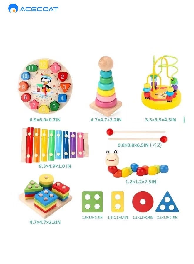 ACECOAT Montessori Toys for 2 3+ Year Old Boys Girls, 6PCS Kids Wooden Toddler Activity Toys, Baby Boy Toys, Educational Sensory & Musical Learning Set for Kids Ages 3 4 5 6+, Early Brain Development Birthday Gifts - Image 5