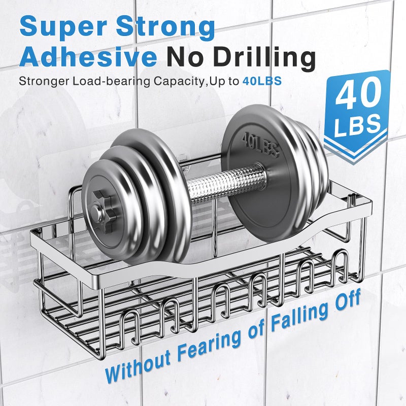 EUDELE 5-Pack Rustproof Stainless Steel Shower Caddy â€“ No Drill Adhesive Bathroom Organizer with Large Capacity, Spacious Shower Shelves for Inside Shower, Kitchen & Home Decor Storage-XL Size - Image 4