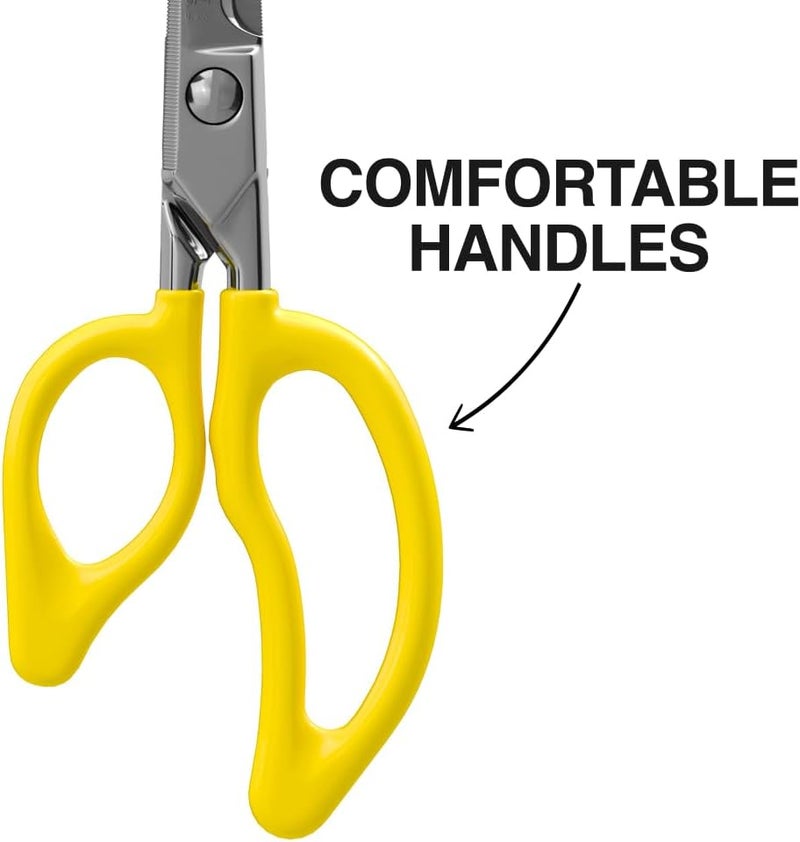 Klein Tools 26001 Electrician Scissors, Made in USA, 6.75-Inch All-Purpose Heavy-Duty Snips, Cable Cutting Notch, Serrated Blades, Deburr Notch, Wire Stripper - Image 4