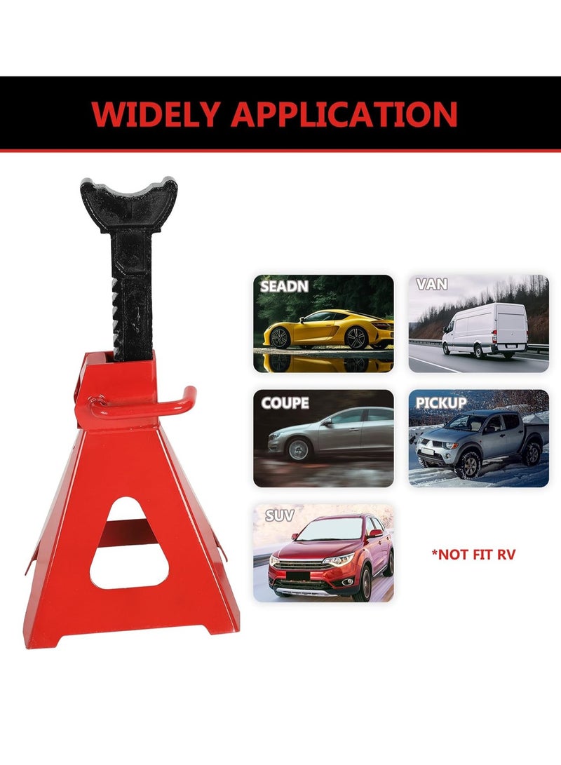 6 Ton (12,000 LBs) Automotive Jack Stands, Heavy Duty Steel Car Lifting Stand for Garages, Repair Shops, Adjustable Height 14.6"-24", Red, 1 Pair - Image 4