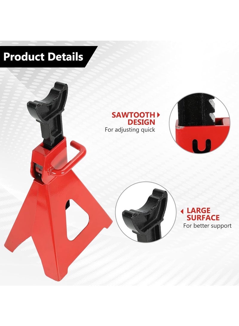 Sharpdo 6 Ton (12,000 LBs) Automotive Jack Stands, Heavy Duty Steel Car Lifting Stand for Garages, Repair Shops, Adjustable Height 14.6"-24", Red, 1 Pair - Image 5