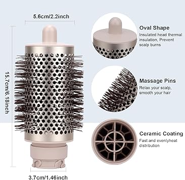 BeiLan Large Round Brush Attachment for Shark FlexStyle Blow Dryer Round Voluming Brush for Jumbo Volume Hot Air Brush for StraightCurlyWavy HairBrush Accessories for All Hair Types - Image 4