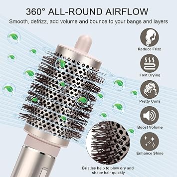 BeiLan Large Round Brush Attachment for Shark FlexStyle Blow Dryer Round Voluming Brush for Jumbo Volume Hot Air Brush for StraightCurlyWavy HairBrush Accessories for All Hair Types - Image 3