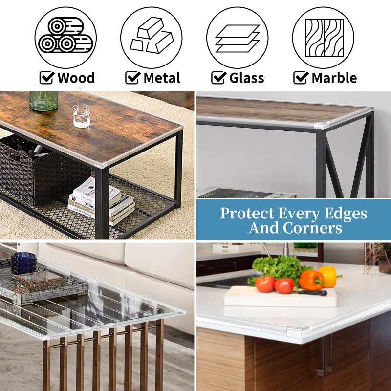 Gudui Edge Protector Baby Proofing Corner Protectors Silicone Desk Edge Cushion Child Safety Edge Covers Bumper for Table, Cabinets, Crib, 13ft x 1.2 Inch Edge Protector Strip with 4 Pack Corner Guards - Image 4