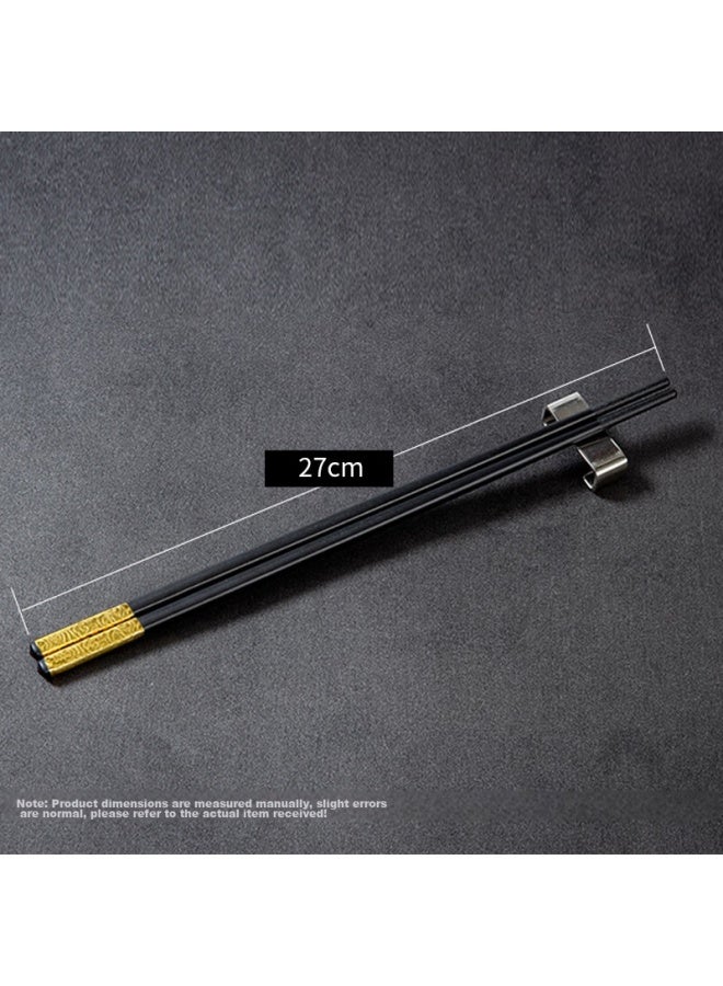 Pick up paintings Shihua Alloy Chopsticks Gift Box Set, Stainless And Mold-resistant 27cm Alloy Chopsticks, 10 Pairs, Tableware Set, Golden And Lustrous Style - Image 2