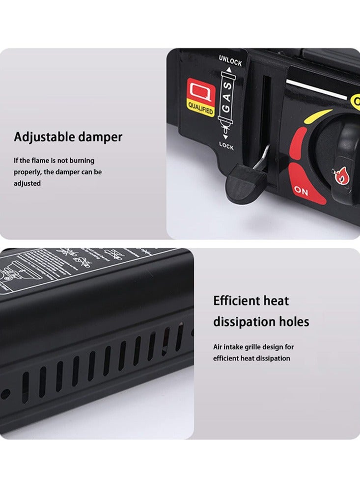 مييلان موقد غاز محمول يعمل بالبوتان، 12000 وحدة حرارية بريطانية، 2.9 كيلو وات في الساعة، موقد غاز مع إشعال إلكتروني، موقد هوريكان للشواء، طبخ خارجي، تخييم، مع حقيبة حمل وواقي من التيارات الهوائية (لا يشمل عبوات وقود الغاز) - Image 2