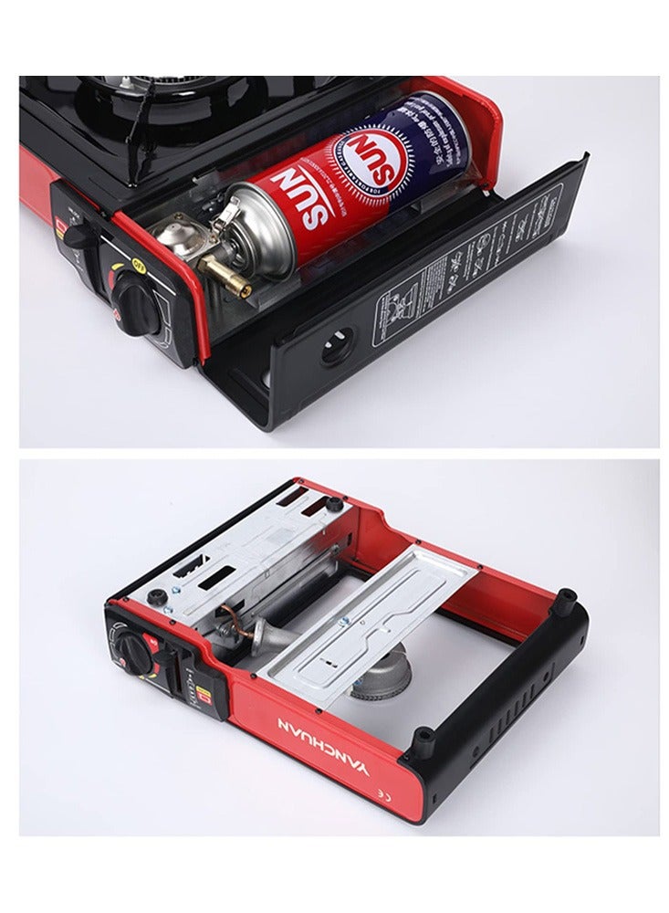 مييلان موقد غاز محمول يعمل بالبوتان، 12000 وحدة حرارية بريطانية، 2.9 كيلو وات في الساعة، موقد غاز مع إشعال إلكتروني، موقد هوريكان للشواء، طبخ خارجي، تخييم، مع حقيبة حمل وواقي من التيارات الهوائية (لا يشمل عبوات وقود الغاز) - Image 4