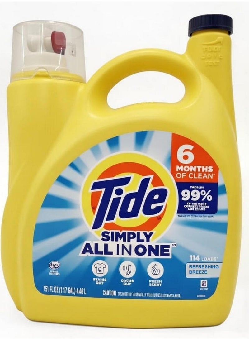 Tide Simply All In One Refreshing Breeze Liquid Laundry Detergent 4.46 L