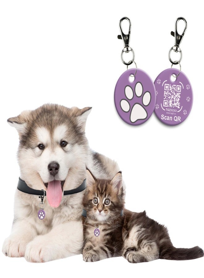 tag8 QR Code ID Tag for Dogs & Cats, Real-Time Scan Alerts, Online Pet Info Access, No Subscription or Fees, Durable Pet Tag for Collars - Purple - Image 2