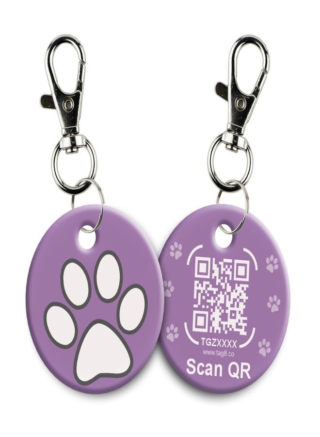 tag8 QR Code ID Tag for Dogs & Cats, Real-Time Scan Alerts, Online Pet Info Access, No Subscription or Fees, Durable Pet Tag for Collars - Purple - Image 1