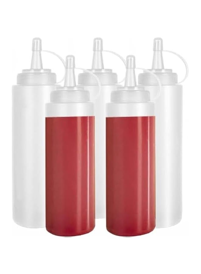 بيوينتي 5 قطع من زجاجات التوابل القابلة للضغط مع اغطية ملفوفة، زجاجات رش متعددة الاغراض سعة 200 مل، زجاجات توزيع للصلصة والشواء والطلاء وزيت الزيتون (5 قطع) - Image 1