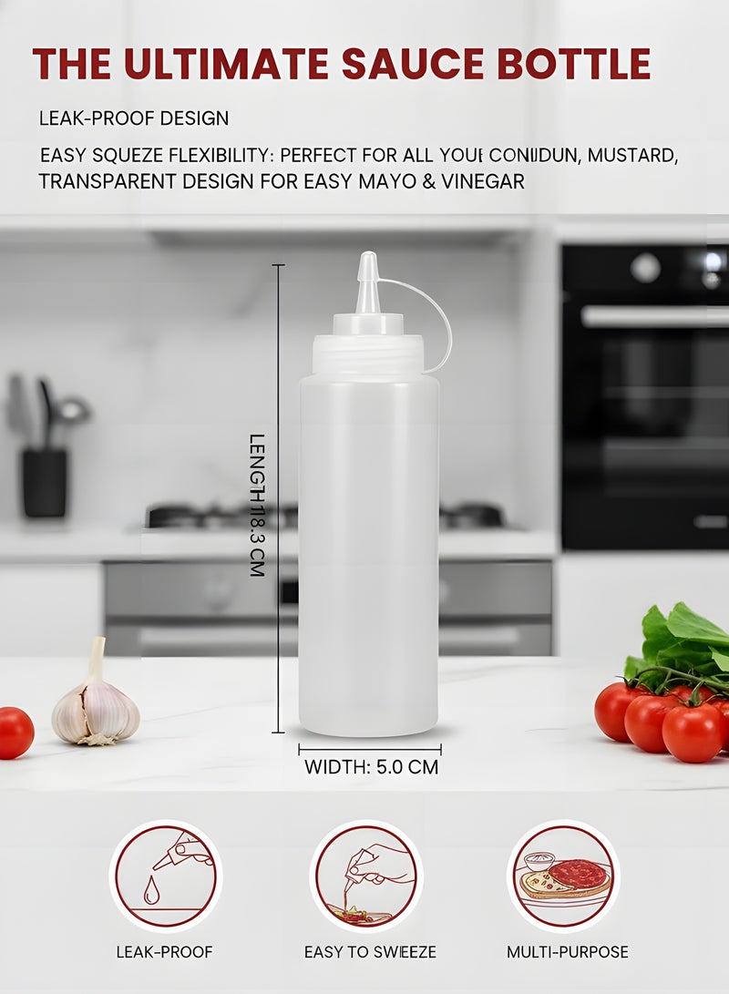Beauenty 5 Pcs Squeeze Condiment Bottles with Twist On Cap Lids, 200ML Multipurpose Squirt Bottles, Dispensing Bottles for Sauce, BBQ, Paint, and Olive Oil (5 Pack) - Image 4