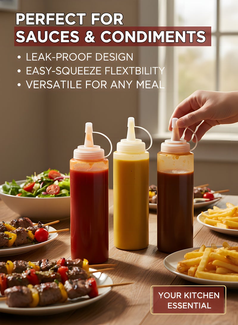 Beauenty 5 Pcs Squeeze Condiment Bottles with Twist On Cap Lids, 200ML Multipurpose Squirt Bottles, Dispensing Bottles for Sauce, BBQ, Paint, and Olive Oil (5 Pack) - Image 3