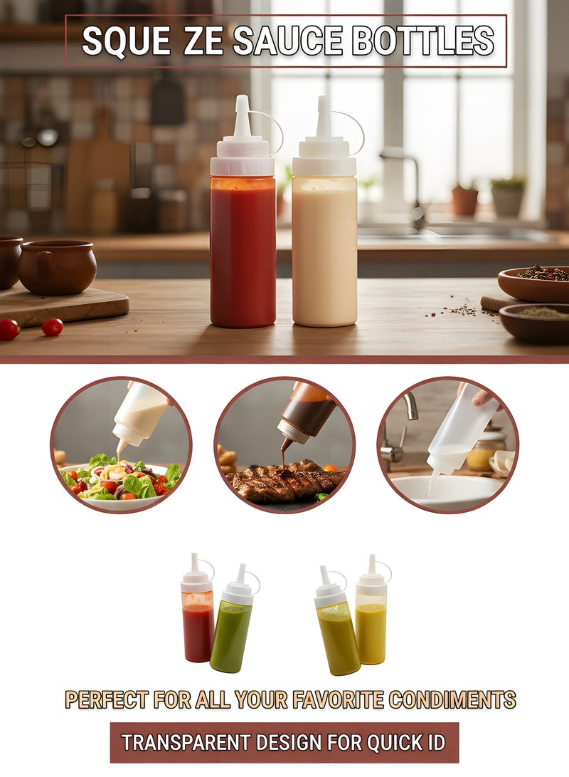 Beauenty 5 Pcs Squeeze Condiment Bottles with Twist On Cap Lids, 200ML Multipurpose Squirt Bottles, Dispensing Bottles for Sauce, BBQ, Paint, and Olive Oil (5 Pack) - Image 5