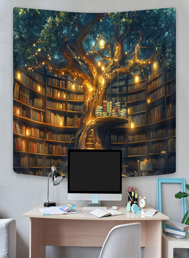 GOAOK Fantasy Library Tapestry For Classroom, Mysterious Tree Magic Bookshelf Aesthetic Tapestry, Witchy Fairytale Tree Vintage Bookshelf Book Art Tapestry Wall Hanging College Room Bedroom, 60"X40" - Image 4