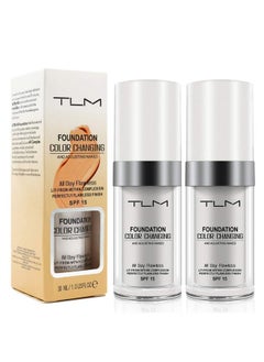 god blomster TLM Colour Changing Foundation, 2Pack Flawless Color Changing Foundation Makeup Base Moisturizing Liquid Foundation for Women, Concealer Cover, Girls SPF15, Sunscreen, Non-Greasy,Long Lasting  - Image 1