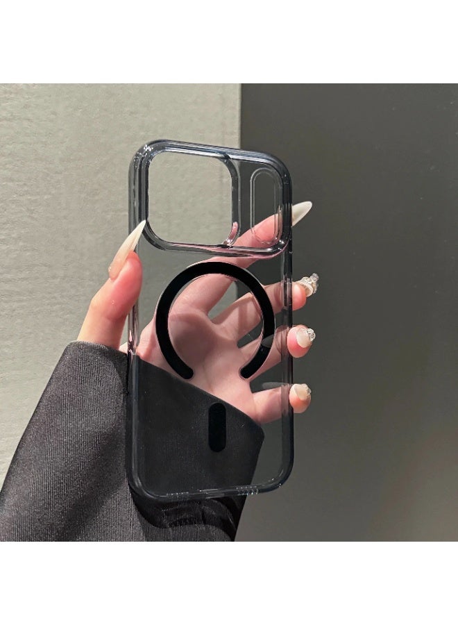 غطاء آيفون 17 برو ماكس مع زر الذكاء الاصطناعي للكاميرا، غطاء مغناطيسي متين مقاوم للصدمات، شفاف بلوري مقاوم للاصفرار مع حماية الشاشة عالية الدقة (أسود) - Image 4