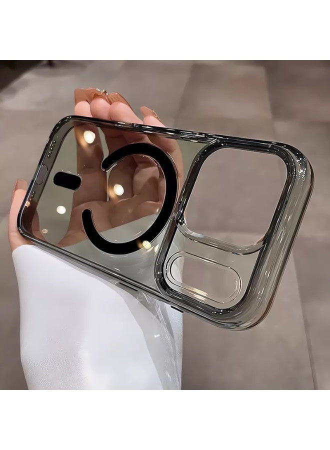 غطاء آيفون 17 برو ماكس مع زر الذكاء الاصطناعي للكاميرا، غطاء مغناطيسي متين مقاوم للصدمات، شفاف بلوري مقاوم للاصفرار مع حماية الشاشة عالية الدقة (أسود) - Image 3