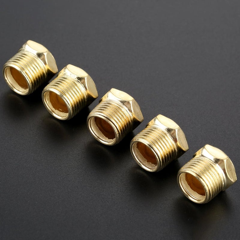 Mtsooning 5PCS 3/8" Brass Muffler, Pneumatic Air Vent Silencer, Hex Sintered Filter Male Thread NPT Fitting Noise Reducer Connector - Image 3
