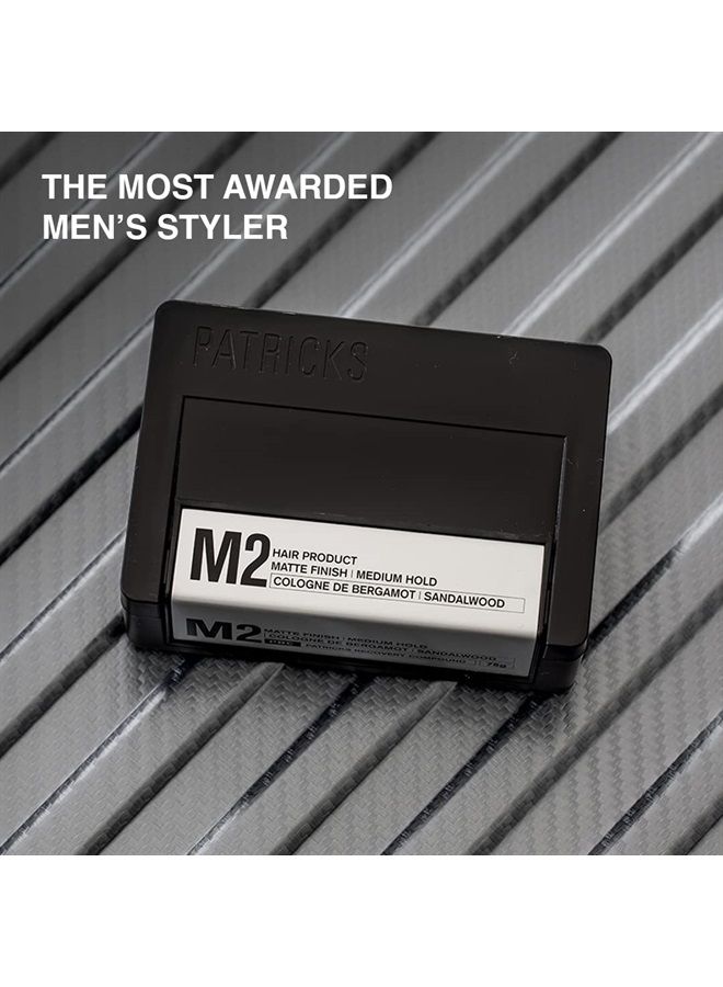 PATRICKS M2 Matte Pomade for Men's Hair | Medium Hold Styling Product for Natural Hair or No Product Look | Thickening Paste | For Normal to Thick Hair Control | Travel Friendly | Sulfate Free | 75g - Image 2